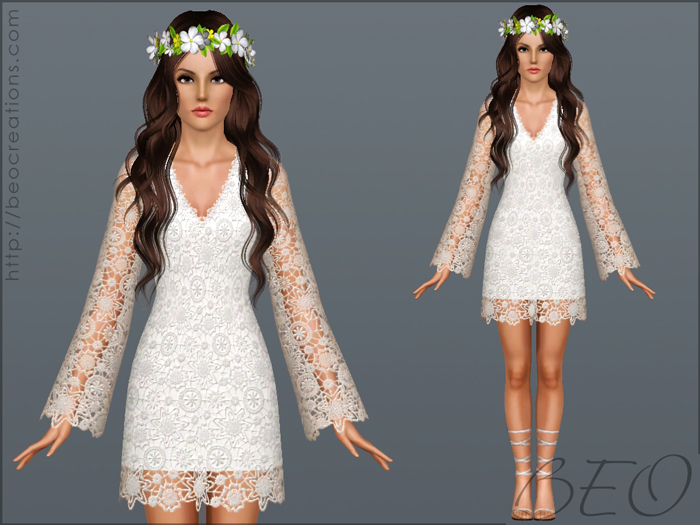 Bohemian wedding dress for Sims 3 by BEO